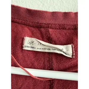 We The Free Free People Womens XS Distressed V-Neck T-Shirt Red Raw Hem Boxy Tee thumbnail 3