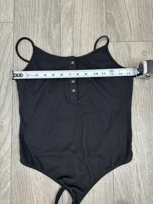 No Boundaries Black Ribbed Henley Bodysuit Size Medium Adjustable Strap thumbnail 5