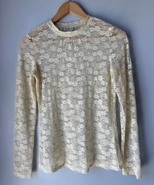 Sheer Floral Lace Long Sleeve Top thumbnail 1