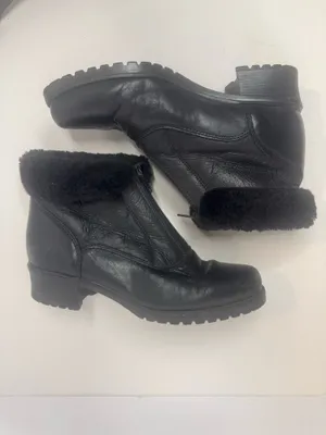 La Canadienne Black Leather Shearling Front Zip Ankle Boots Womens Size 7.5 thumbnail 5