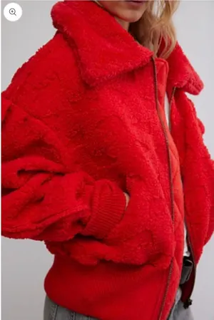 Free People Cozy Up Cardigan in High Risk Red Size Large thumbnail 1