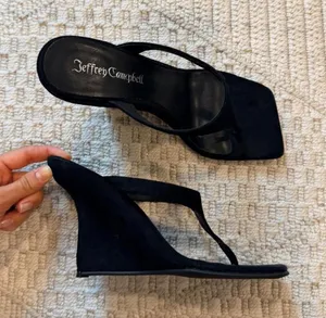 Jeffrey Campbell Romee Sandal in Black Suede thumbnail 1
