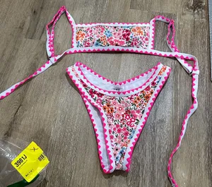 Floral Pink Bikini Set Size XXS thumbnail 1