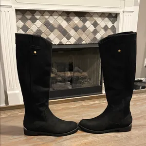 Kenneth Cole Wind‎ Stretch Riding Boots Black Suede Size 5 Classic Tall Boot thumbnail 2