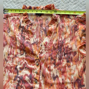 Cocomo Womens Blouse Multicolor Front Pleated Sleeveless Ruffled Buttons thumbnail 6