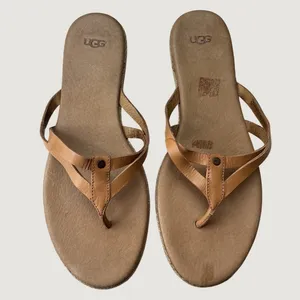 UGG Kari Leather Espadrille Thong Sandals Tan Brown Womens 9 1016991 thumbnail 7