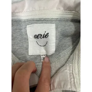 Aerie Gray Polo Sweatshirt XS White Collared Pullover Preppy thumbnail 3