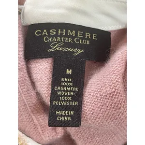Cashmere Charter Club Sweater Womens M Pink 100% Cashmere Embellished Collar thumbnail 6