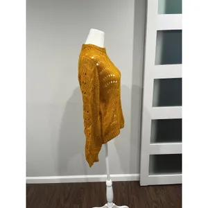 Jessica Simpson Mustard Yellow‎ Cable Knit Lace Sweater Size M thumbnail 3