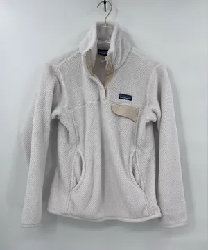 Patagonia Women's Re-Tool Snap-T® Pullover White S Fleece Teddy Sherpa Granola‎ thumbnail 1