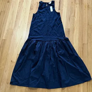 NWT Maeve Anthropologie Navy Blue Flounce Midi Maxi Dress Sz XS thumbnail 1