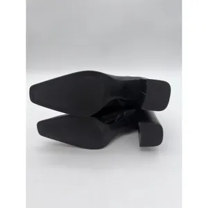 Mango Minimalist Black Vegan Leather Classic Elegance Ankle Block Heel Boots 9.5 thumbnail 5
