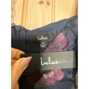 NWT Lulus Oh-So Stunning Navy Blue Floral Organza Tiered Midi Dress Cruise Sze M thumbnail 7