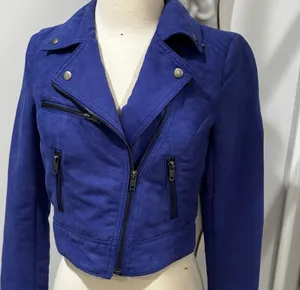 Divided by H&M Royal Blue Faux Suede Moto Biker Jacket thumbnail 1