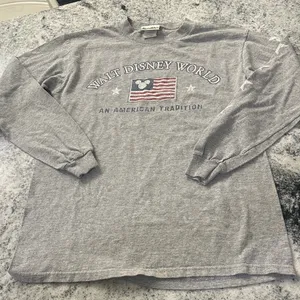 Vintage Walt Disney World‎ Long Sleeve Cotton Gray tshirt adult size XS thumbnail 1