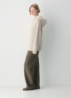Aritzia Sunday Best Octavia Zip Hoodie Cable Knit Cream Wool Sweatshirt thumbnail 2
