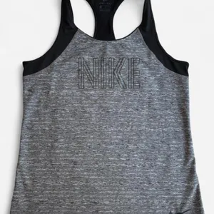 Nike Women M Performance Sporty Sleeveless Tank Top Gray Black thumbnail 1