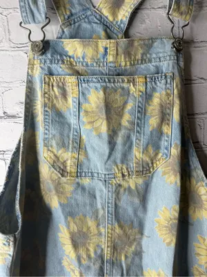 American eagle Sunflower Denim Overall Dress - Light Blue & Yellow small thumbnail 3