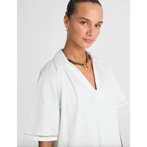 Madewell Poplin Splitneck Midi Shirtdress Cotton White Pockets Relaxed M NWT thumbnail 5