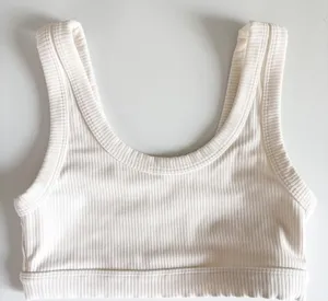 Alo Yoga Womens Ribbed Wellness Bra Minimalist Athleisure Sporty White Size S thumbnail 1