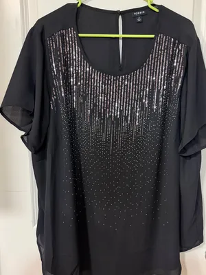 torrid Black Scoop Neck Sequin Tunic with Rose-Gold Accents thumbnail 2