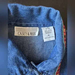 Casey & Max Embroidered Denim 100% Cotton Vest with Colorful Trim‎ Size XL thumbnail 6