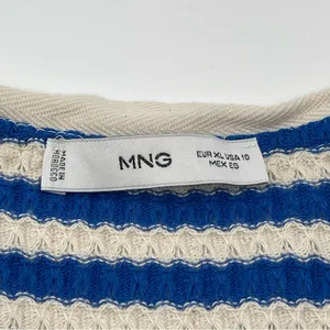 MNG Mango Blue/ Cream Stripe Jersey Sweater Midi Dress Sz US 10 Short Sleeve thumbnail 8
