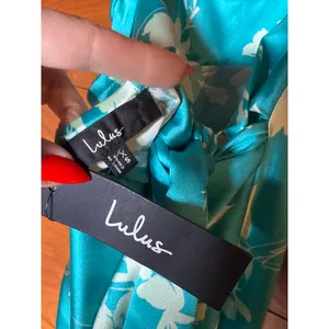 NWT Lulus Glamorous Efforts Aqua Floral Print Tie-Back Midi Dress Cruise Sz XS thumbnail 7