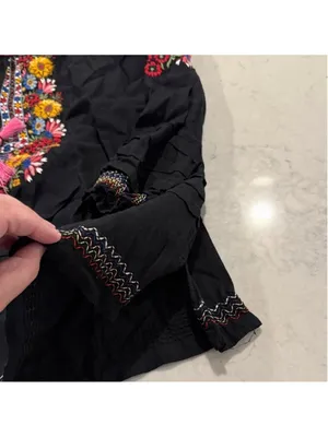 Kyla Seo Black Embroidered Top Women's Large thumbnail 6