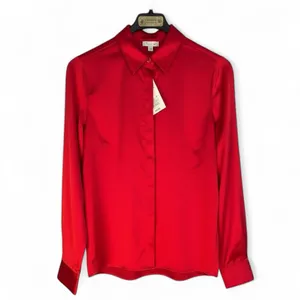 NWT A new day ong Sleeve Collared Satin Button Down Shirt Scarlet Red. XS thumbnail 5
