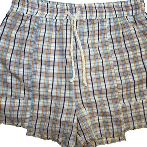 Papermoon Ava 100% cotton plaid chop hem drawstring shorts, gauze liner Size M thumbnail 2