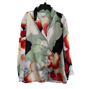 Natori Exotic Poppy Mandarin Notch Pajama Top Size Medium thumbnail 2