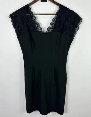 Francesca's Lace N Sweet‎ Dress Womens Medium Black V-Neck Cocktail Party Mini thumbnail 1