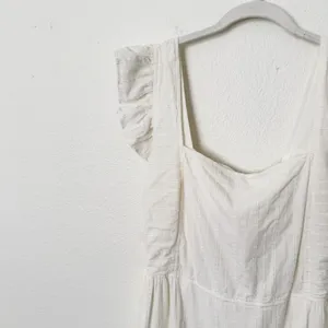 [Madewell] Cream Ruffle Strap Textural Striped Tiered Midi Dress Cutout Back 2X thumbnail 8