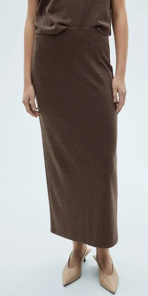 Mango MNG - NWT Brown Knit Maxi Skirt Pencil Style thumbnail 1