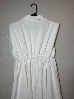TCEC White‎ Cotton Shirt Dress Womens Small Sleeveless Tiered Midi Maxi thumbnail 6