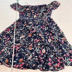 NWT Lulus My Favorite Navy Blue Floral Print Off the‎ Shoulder Dress MEDIUM thumbnail 10