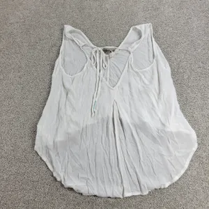 Roxy Flowy Top Womens S White Sleeveless Laced Ties Summer Beachy Babydoll thumbnail 10