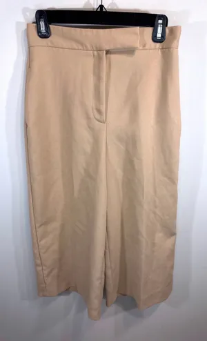 Zara‎ Womens Tan Beige High Waisted Wide Leg Cropped Culotte Trousers Petite S thumbnail 1