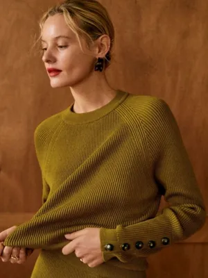 💕SEZANE💕 Ribbed Knit Set: Sami Jumper (Medium) + Naelle Skirt (Large) Green thumbnail 7