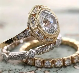 &merci Women’s Golden Cubic Zirconia Geometry Shape 3 Piece Ring Set Size 6 thumbnail 5