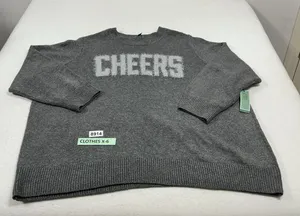 Womans NWT Terra & Sky Pullover Holiday Sweater 4X Gray Says Cheers thumbnail 1