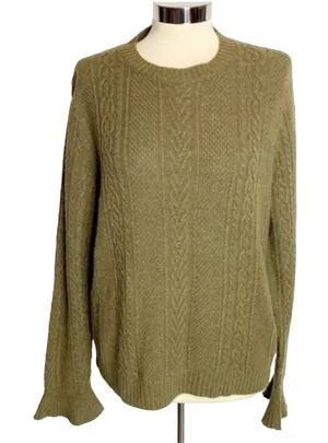 J. Crew‎ flared sleeve cable knit sweater thumbnail 1