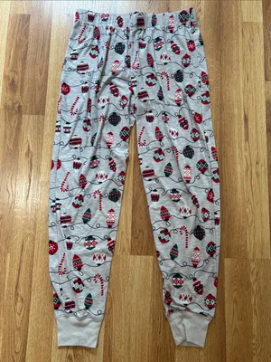 Derek Heart Red "Merry & Bright" Pajama Set with Gray Ornament Pants thumbnail 6