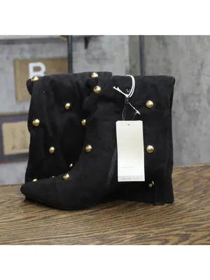 A New Day Studded Mid-Calf Pointed-Toe Boots 94568939 Jet Black / Gold 6M thumbnail 7