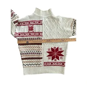 American Eagle Holiday Sweater Women’s Size Medium Mock Neck Cable Knit thumbnail 6
