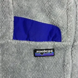 Patagonia Women’s Cozy Gray Fleece Vest‎ with Blue Detail Size Large thumbnail 4