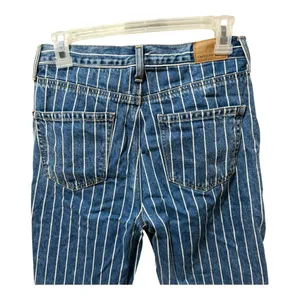 American‎ Eagle Pinstripe Mom Jeans Womens 4 Blue Excellent High Rise Striped thumbnail 6