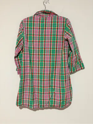 Haley and the Hound plaid cotton tunic top dress green pink large thumbnail 2
