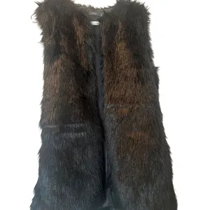 Black Sleeveless Faux Fur jacket women's size M thumbnail 2